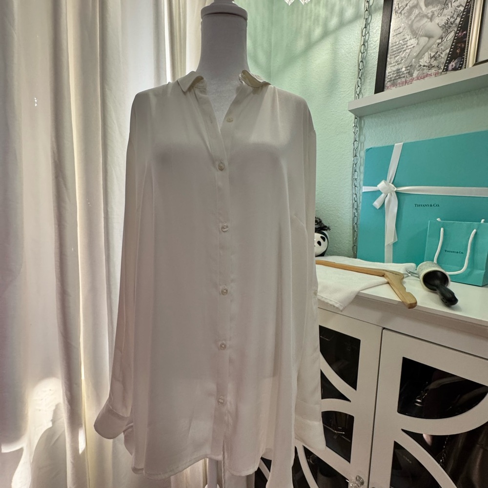 Express Ivory Button-Down Blouse